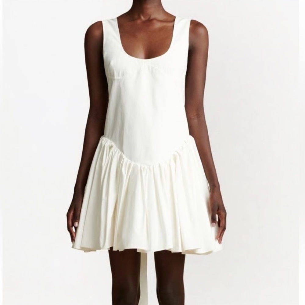 Khaite Esme Scoop Neck Dress Size Large White Cotton Mini Dress